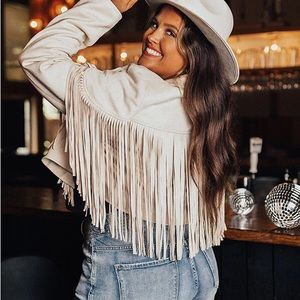 Plus size Tassel suede women fringe jacket long sleeve jacket